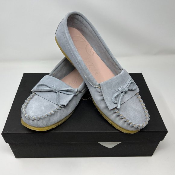 NIB J. Crew Unlined Sueded Moccasins Size 9 1/2 Peri Shadow - Picture 3 of 4